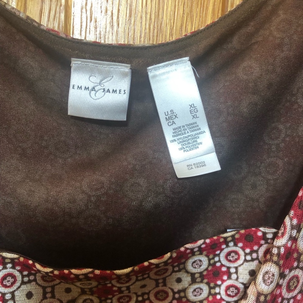Emma James Burgundy and Brown Patterned Top & Skirt Set. - Picture 6 of 6